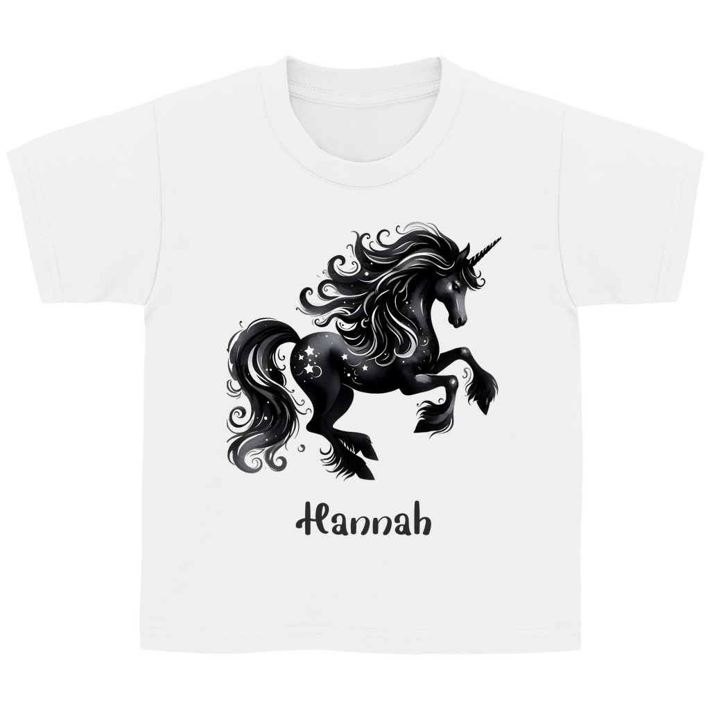 Kinder Basic T-Shirt Einhorn personalisiert mit Wunschname Geschenk Geburtstag