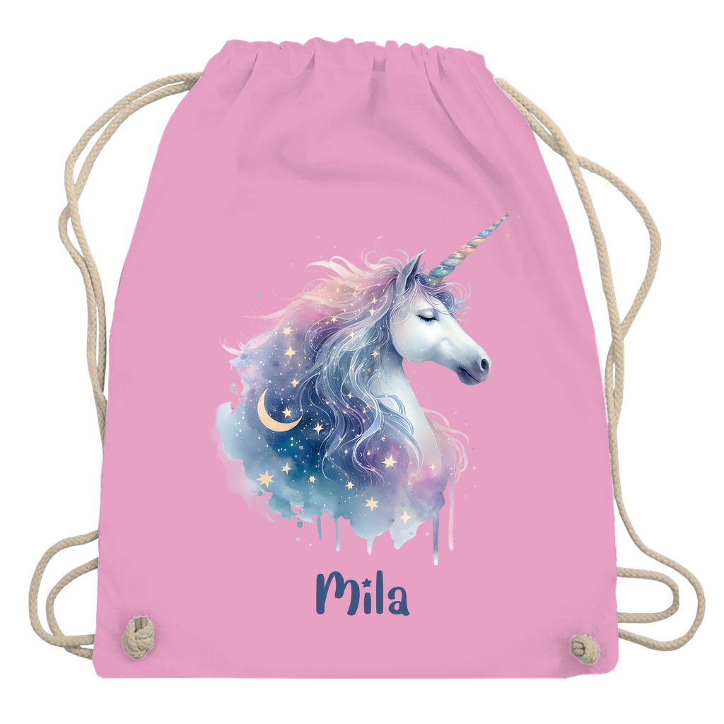 Turnbeutel Einhorn personalisiert mit Wunschname Geschenk Geburtstag