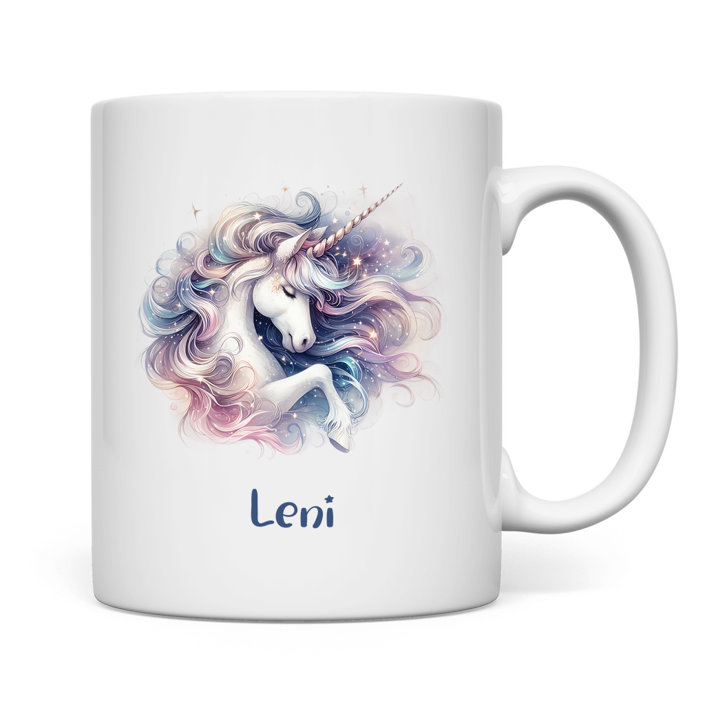 Tasse weiß Einhorn personalisiert mit Wunschname Geschenk Geburtstag