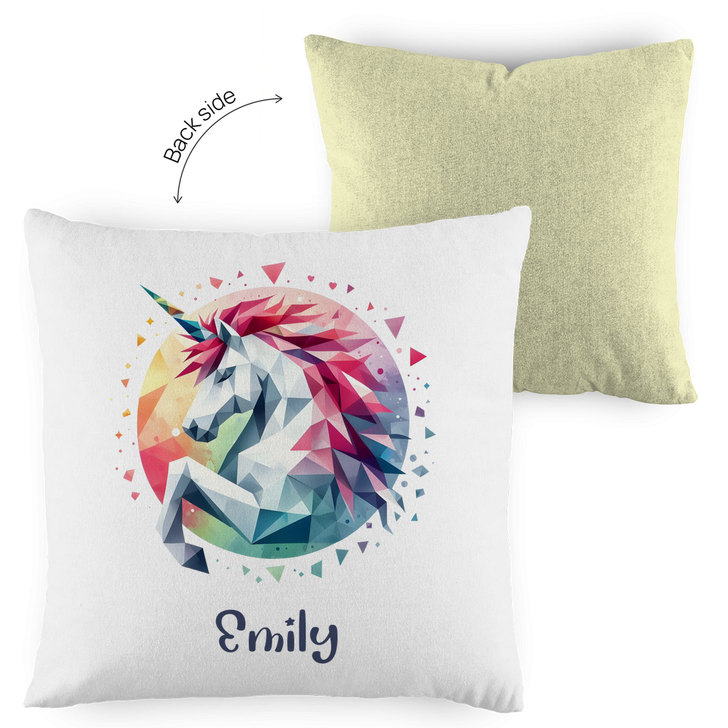 Kopfkissen Einhorn personalisiert mit Wunschname 40x40 cm mit Füllung zweifarbig