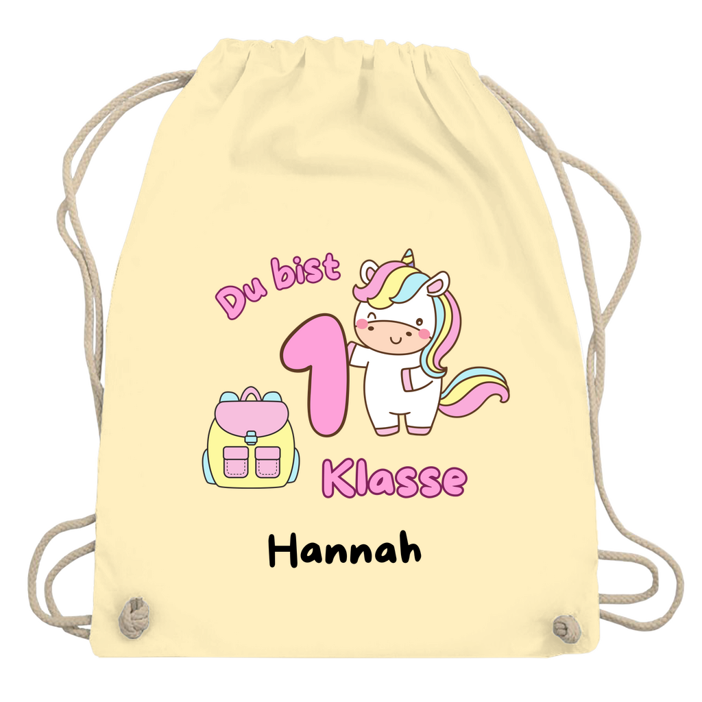 Sportbeutel Schule personalisiert Einhorn Mädchen Turnbeutel 37x46 cm