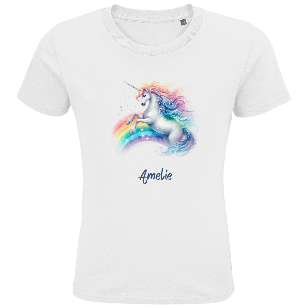 Kids Premium Bio T-Shirt Einhorn personalisiert mit Wunschname Geschenk Geburtstag