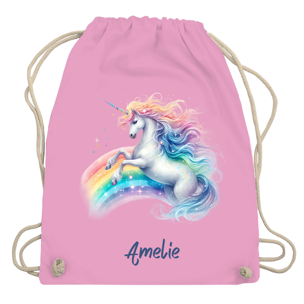 Turnbeutel Einhorn personalisiert mit Wunschname Geschenk Geburtstag