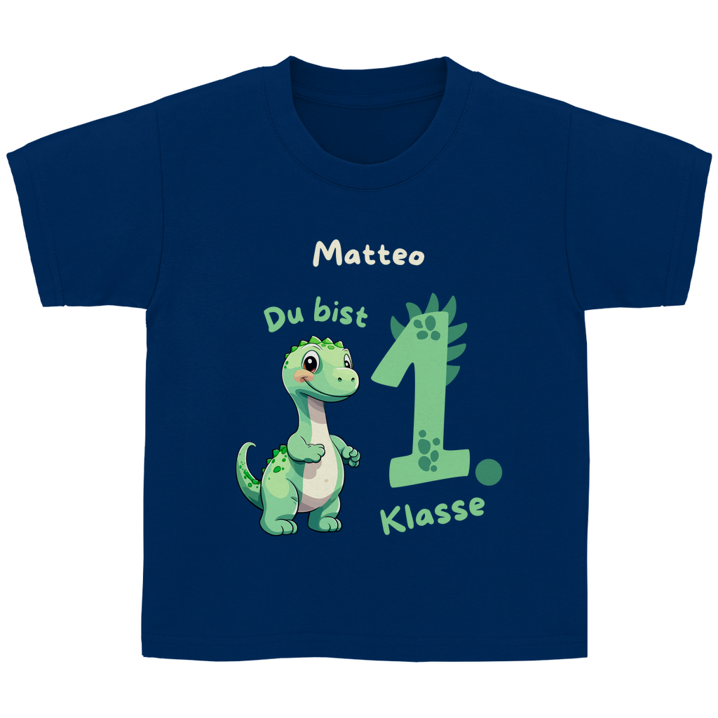 T-Shirt Schulanfang personalisiert Dinosaurier Junge Geschenk Einschulung Schultüte