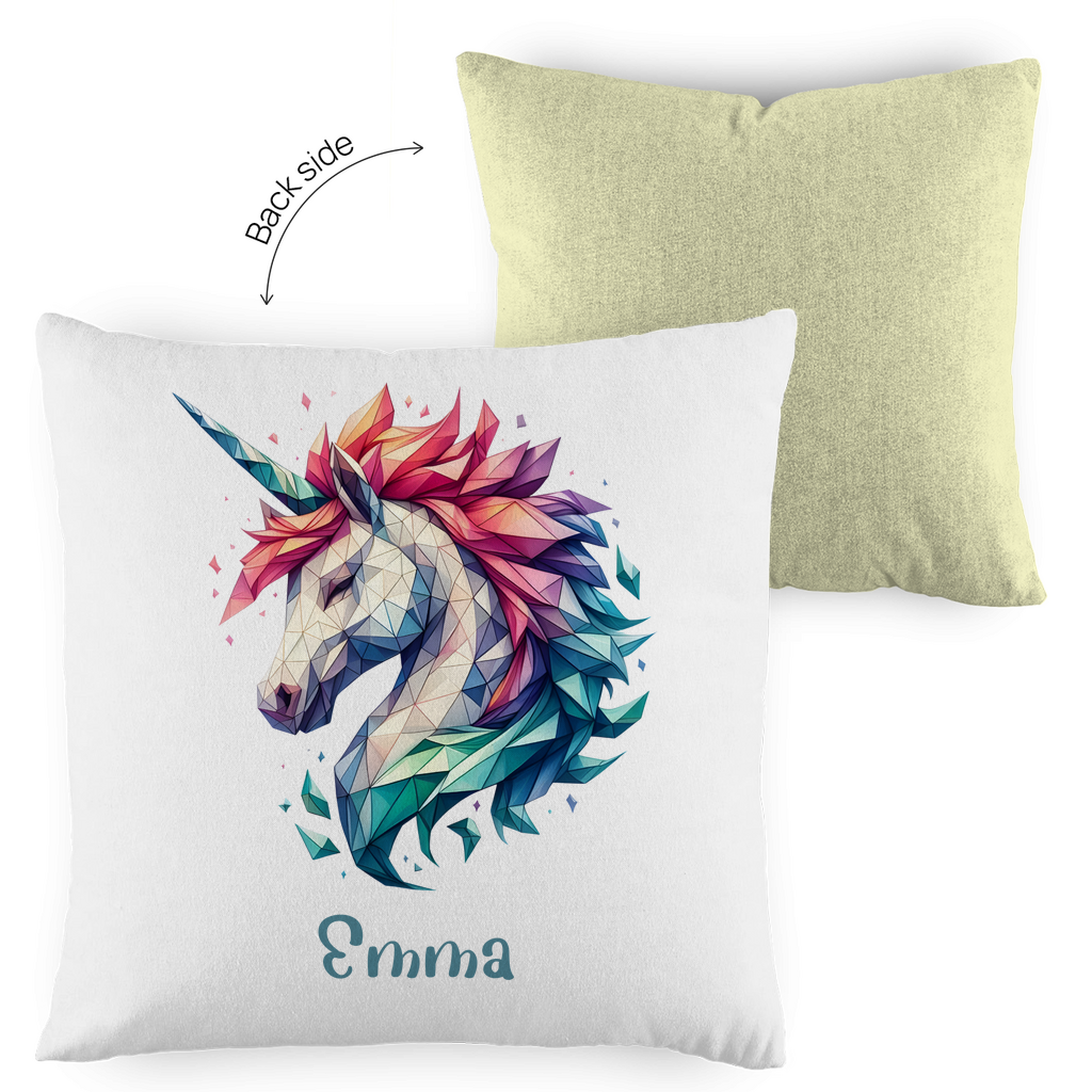 Kopfkissen Einhorn personalisiert mit Wunschname 40x40 cm mit Füllung zweifarbig