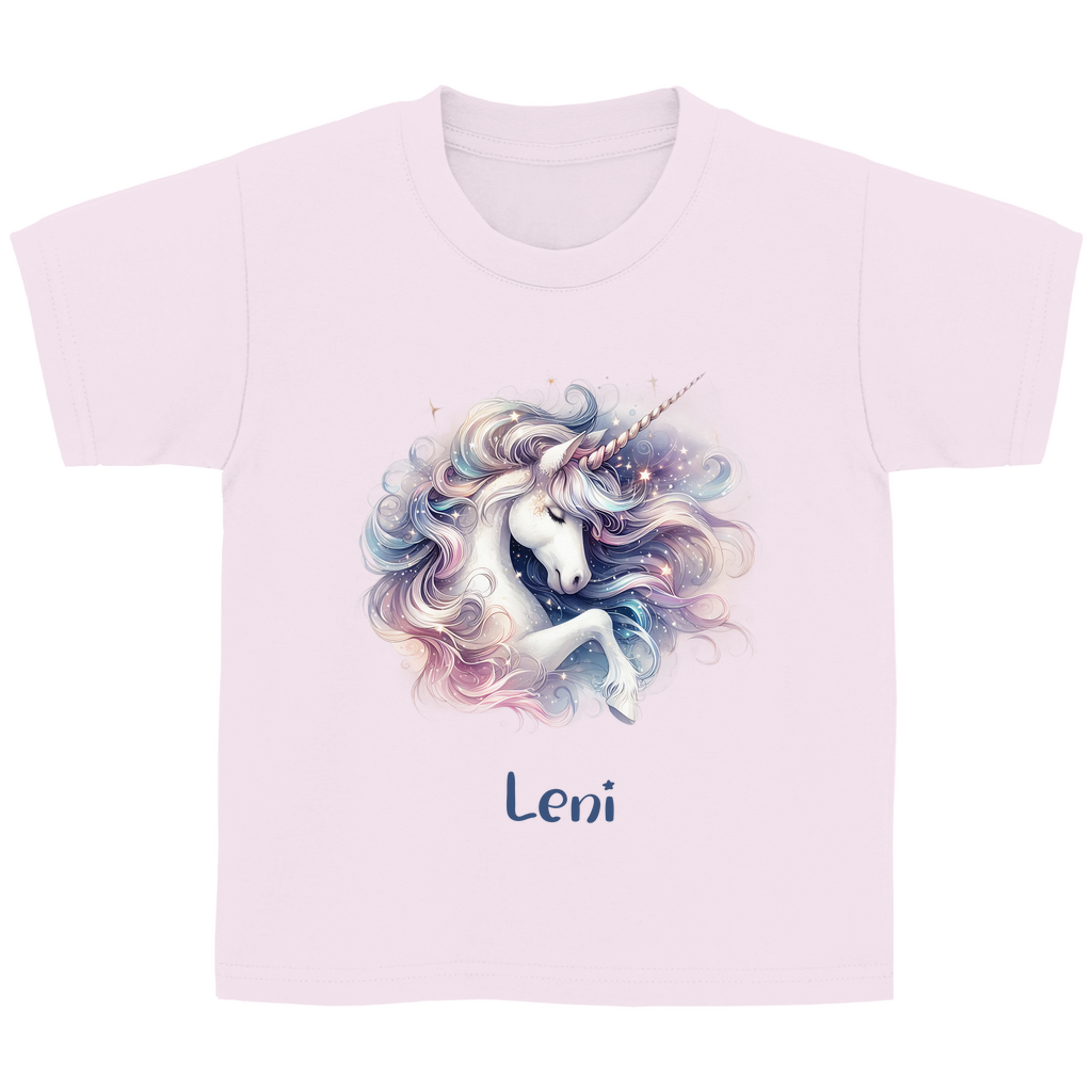 Kinder Basic T-Shirt Einhorn personalisiert mit Wunschname Geschenk Geburtstag