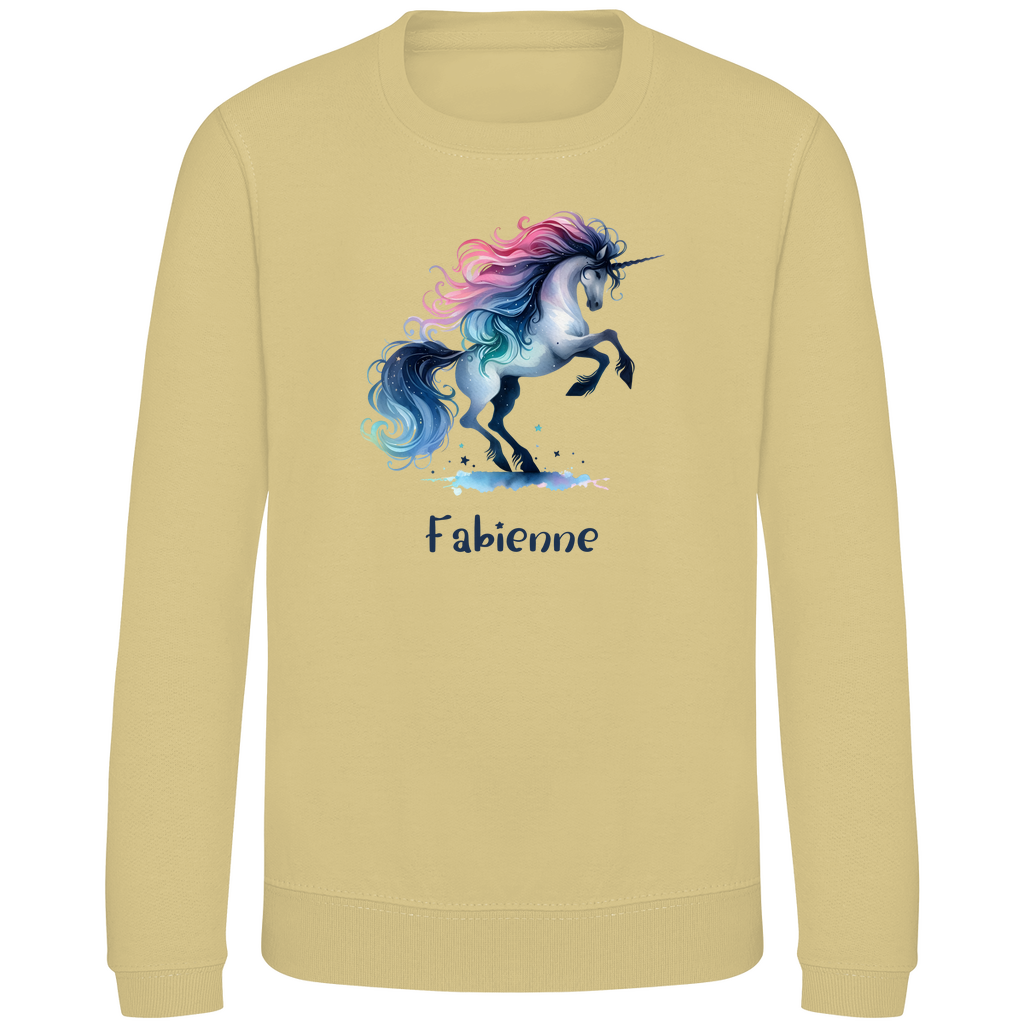 Kinder Sweatshirt Einhorn personalisiert mit Wunschname Geschenk Geburtstag