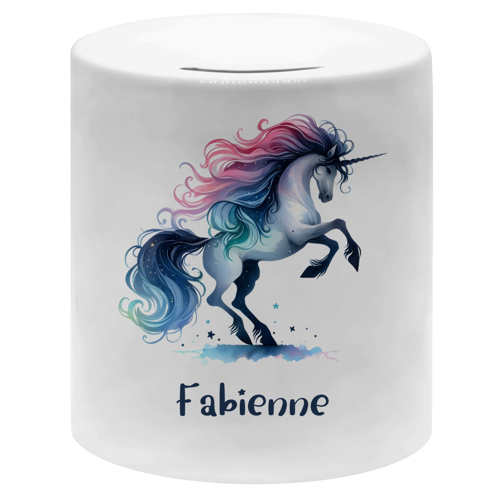 Spardose für Kinder Einhorn personalisiert mit Wunschname Geschenk Geburtstag
