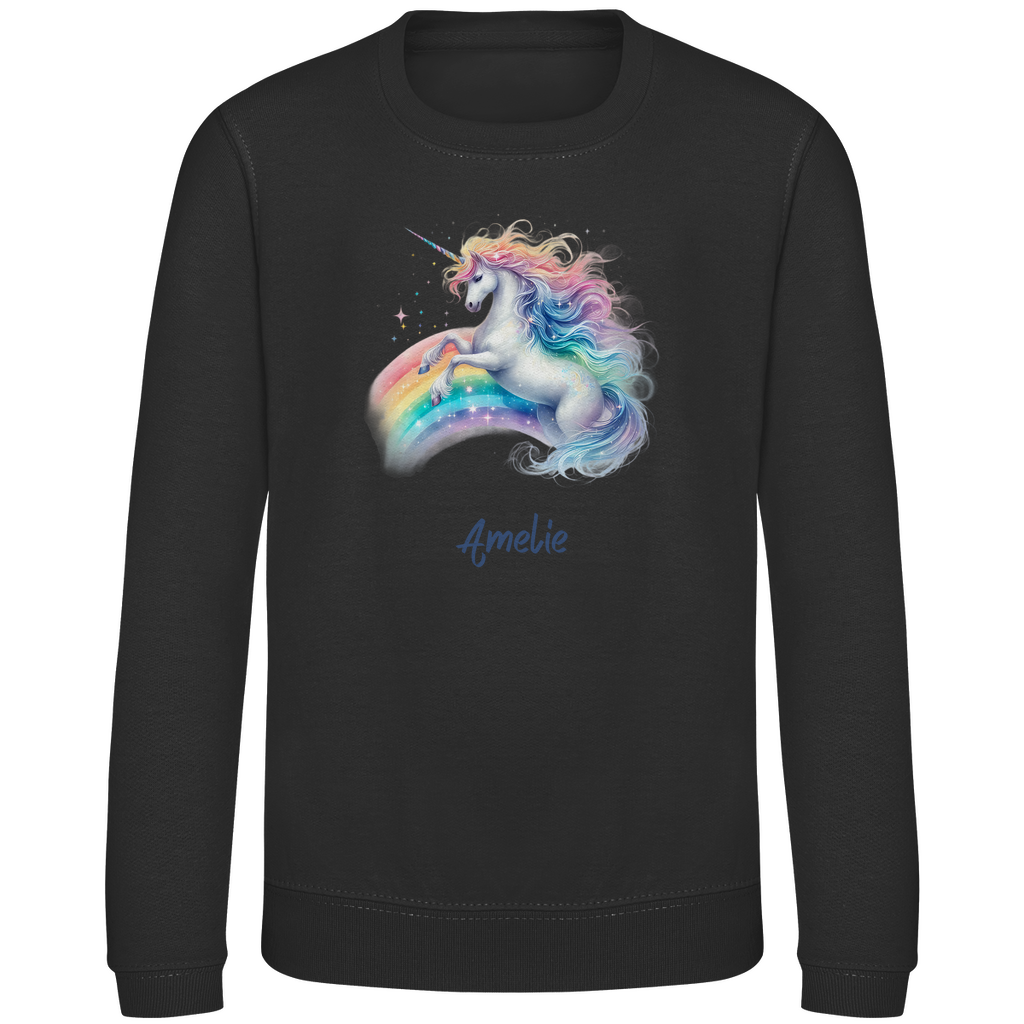 Kinder Sweatshirt Einhorn personalisiert mit Wunschname Geschenk Geburtstag