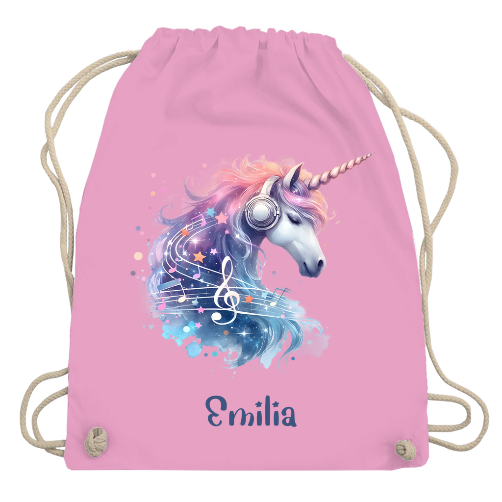 Turnbeutel Einhorn personalisiert mit Wunschname Geschenk Geburtstag