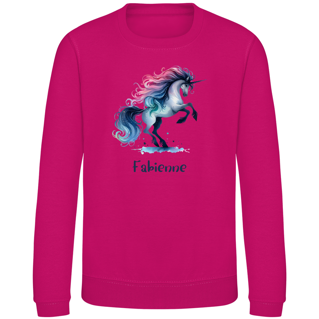 Kinder Sweatshirt Einhorn personalisiert mit Wunschname Geschenk Geburtstag