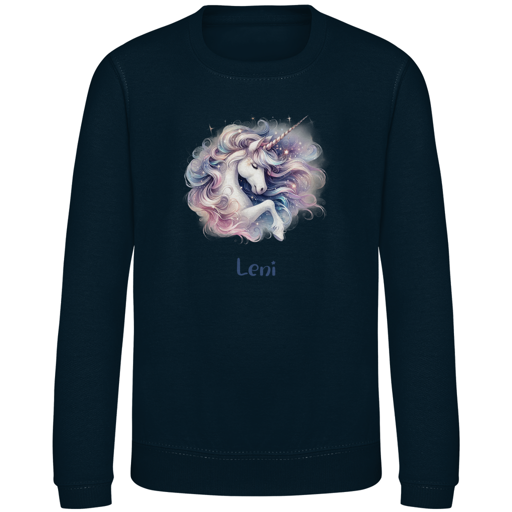 Kinder Sweatshirt Einhorn personalisiert mit Wunschname Geschenk Geburtstag