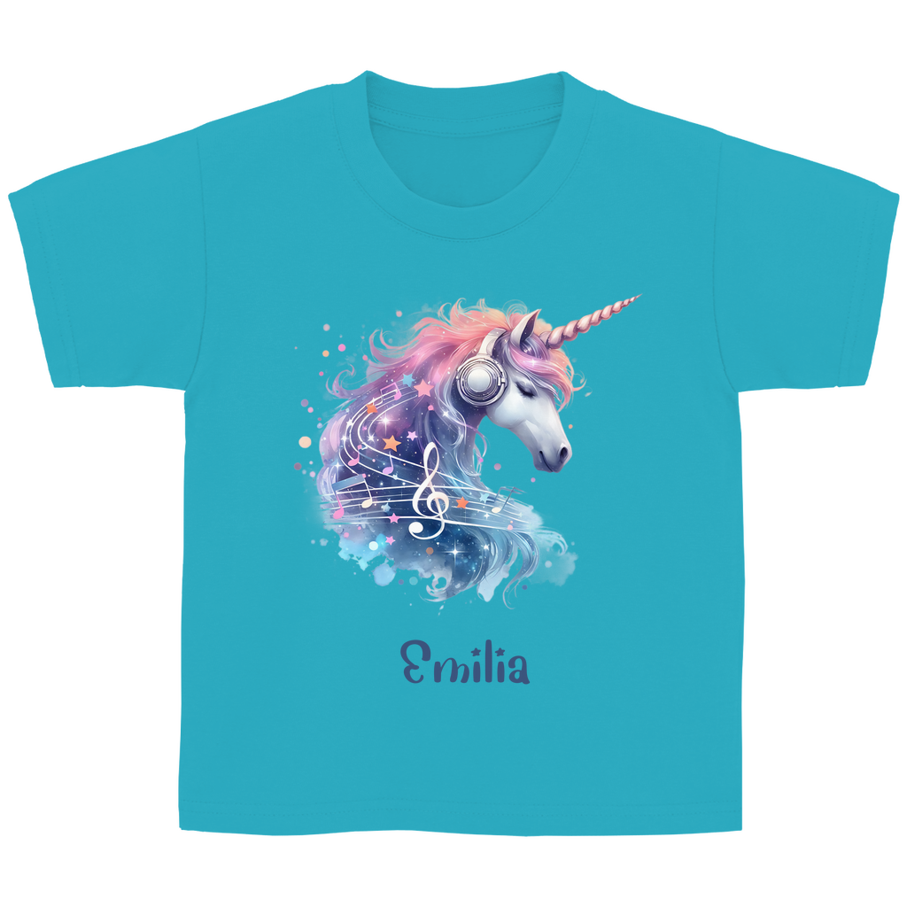 Kinder Basic T-Shirt Einhorn personalisiert mit Wunschname Geschenk Geburtstag