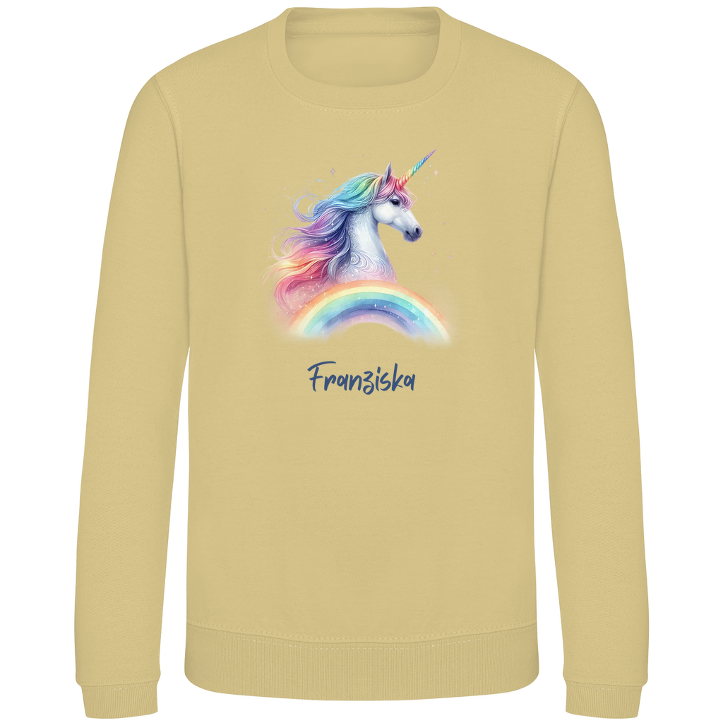 Kinder Sweatshirt Einhorn personalisiert mit Wunschname Geschenk Geburtstag