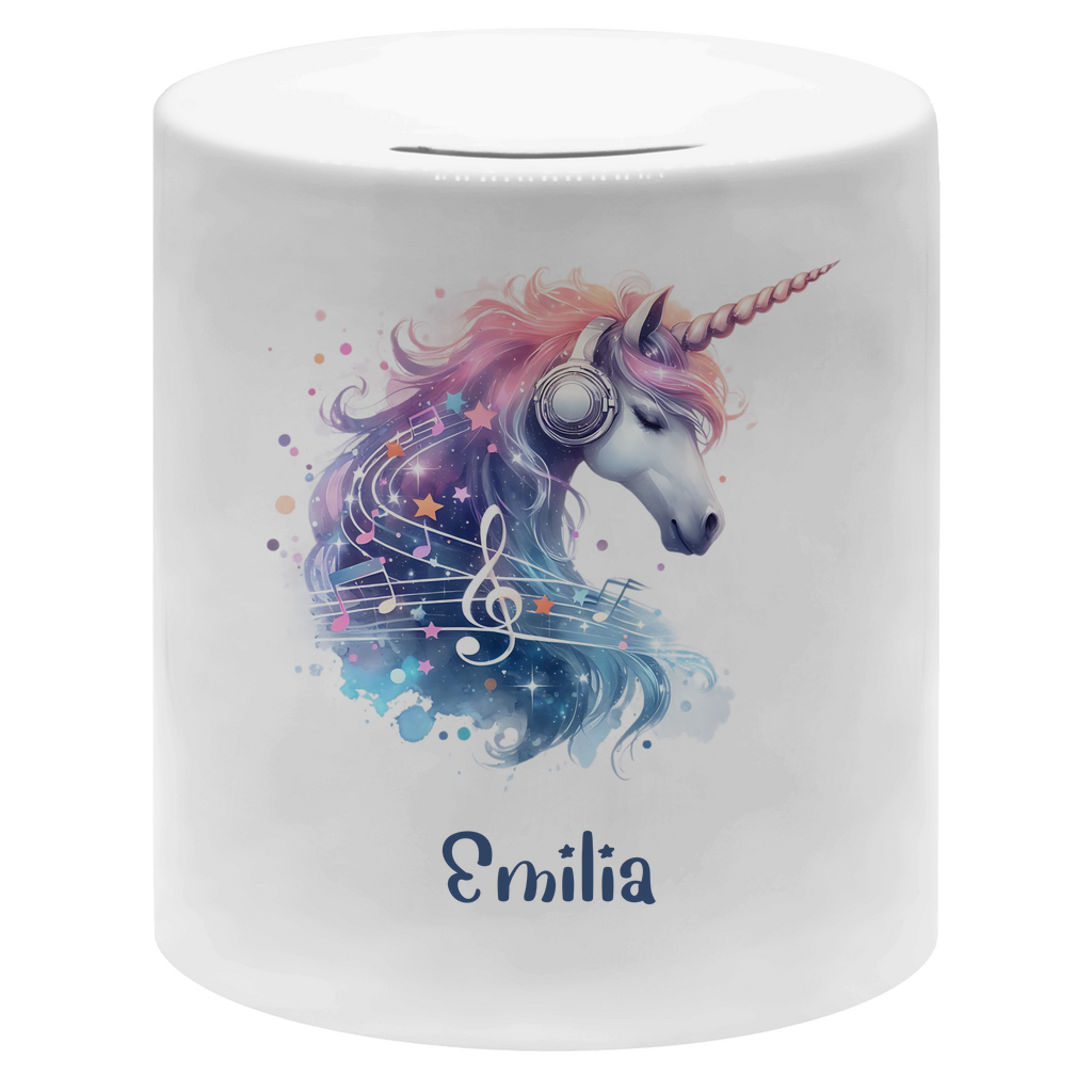 Spardose für Kinder Einhorn personalisiert mit Wunschname Geschenk Geburtstag