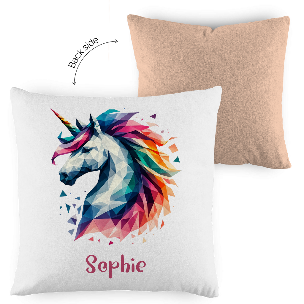 Kopfkissen Einhorn personalisiert mit Wunschname 40x40 cm mit Füllung zweifarbig