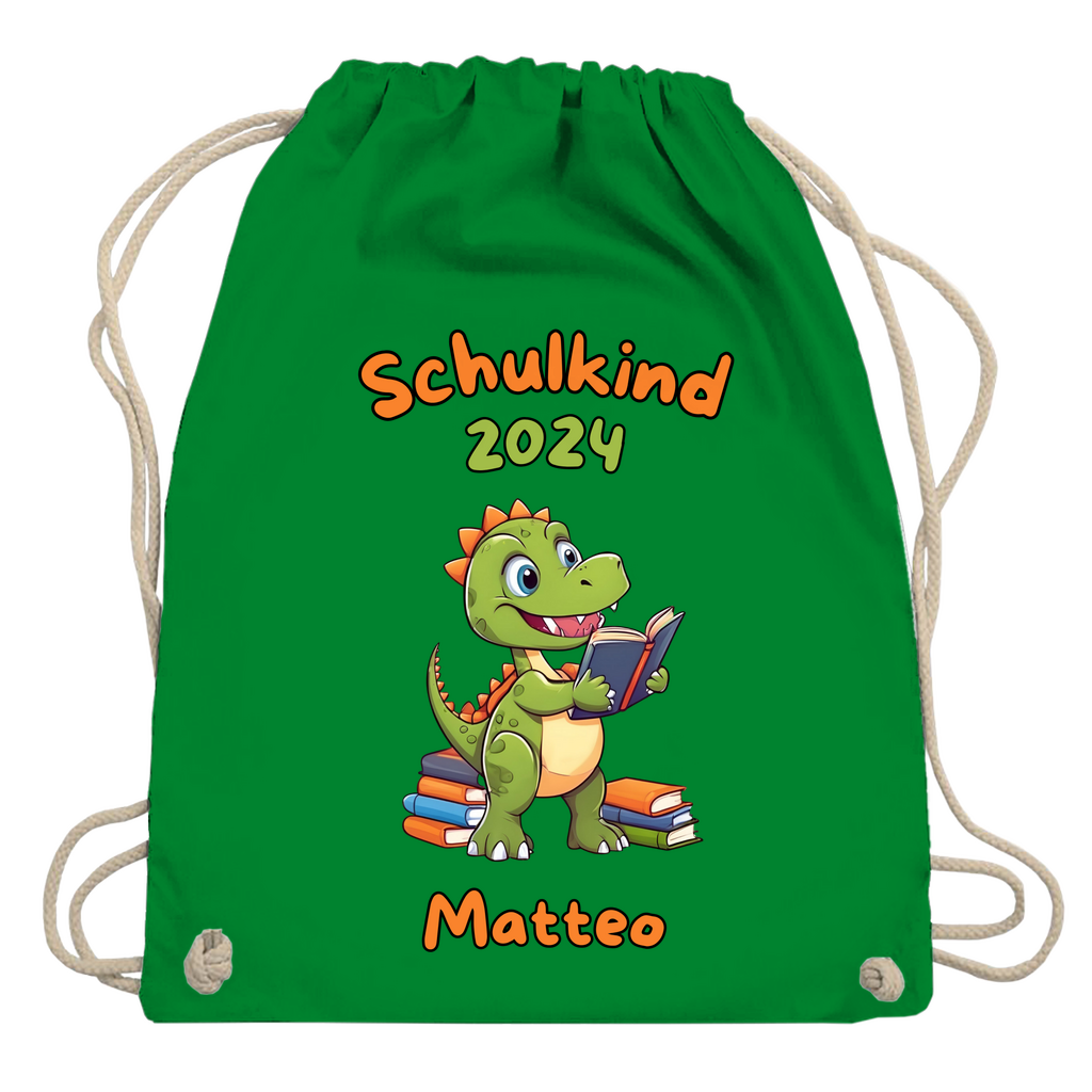 Sportbeutel Schule personalisiert Dinosaurier Junge Turnbeutel 37x46 cm