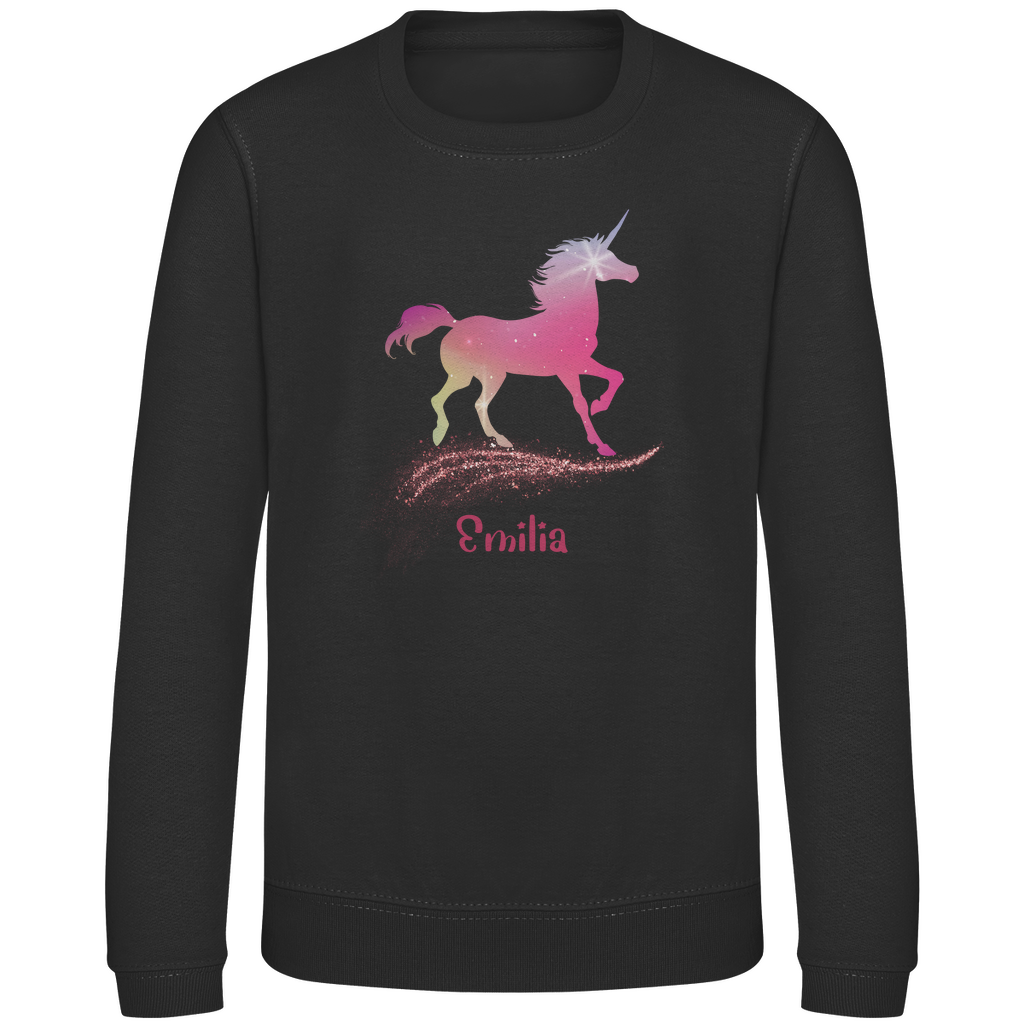 Kinder Sweatshirt Einhorn personalisiert mit Wunschname Geschenk Geburtstag