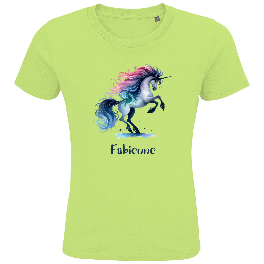 Kids Premium Bio T-Shirt Einhorn personalisiert mit Wunschname Geschenk Geburtstag