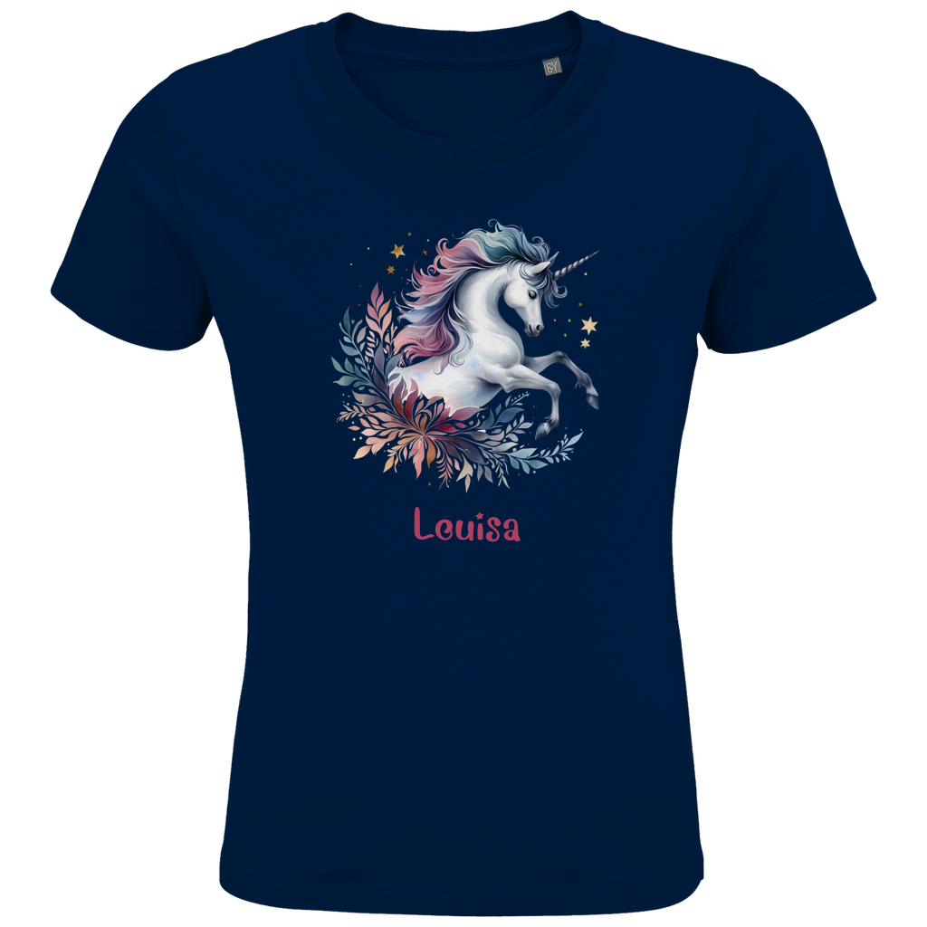 Kids Premium Bio T-Shirt Einhorn personalisiert mit Wunschname Geschenk Geburtstag