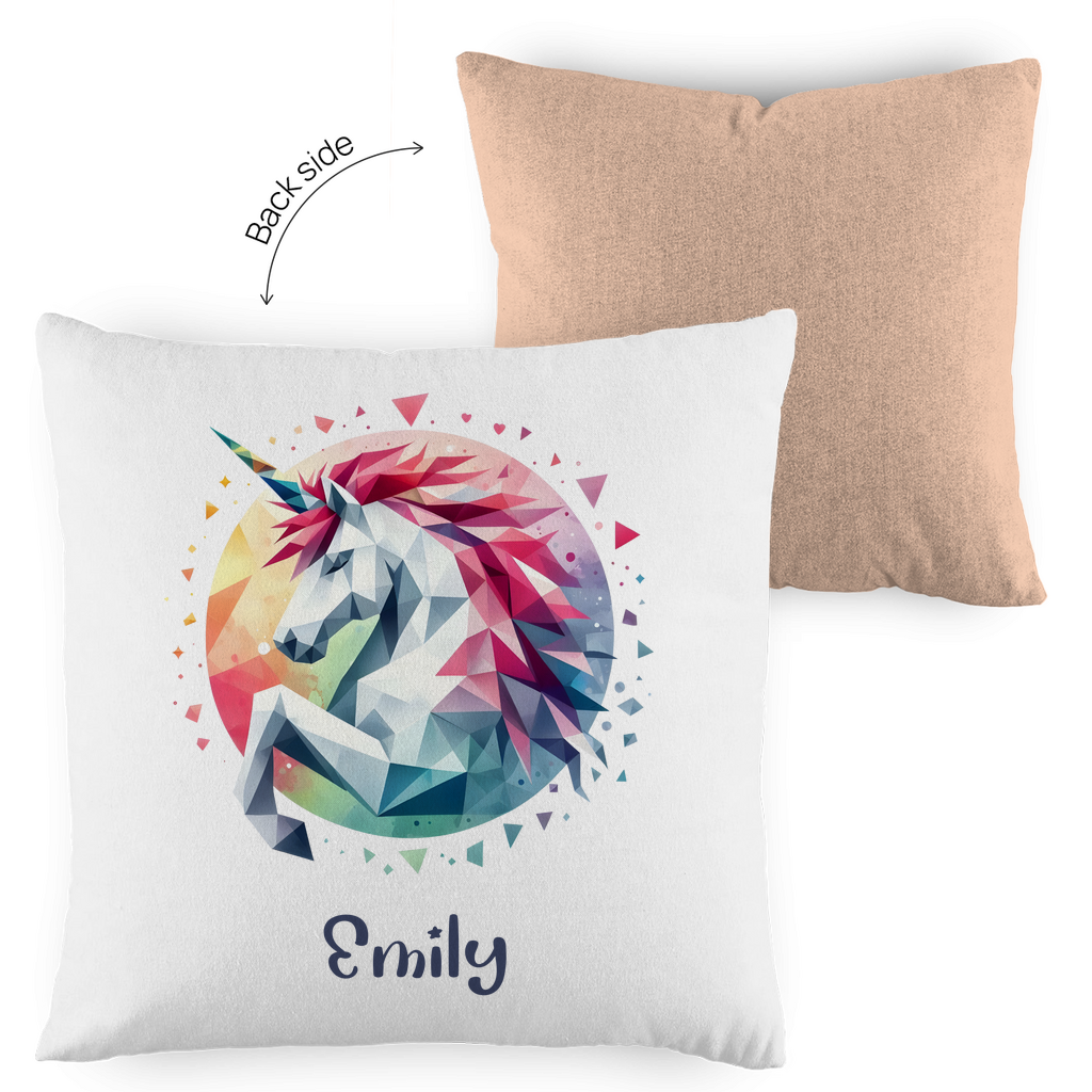 Kopfkissen Einhorn personalisiert mit Wunschname 40x40 cm mit Füllung zweifarbig