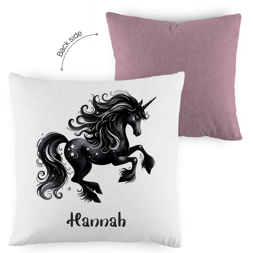 Kopfkissen Einhorn personalisiert mit Wunschname 40x40 cm mit Füllung zweifarbig