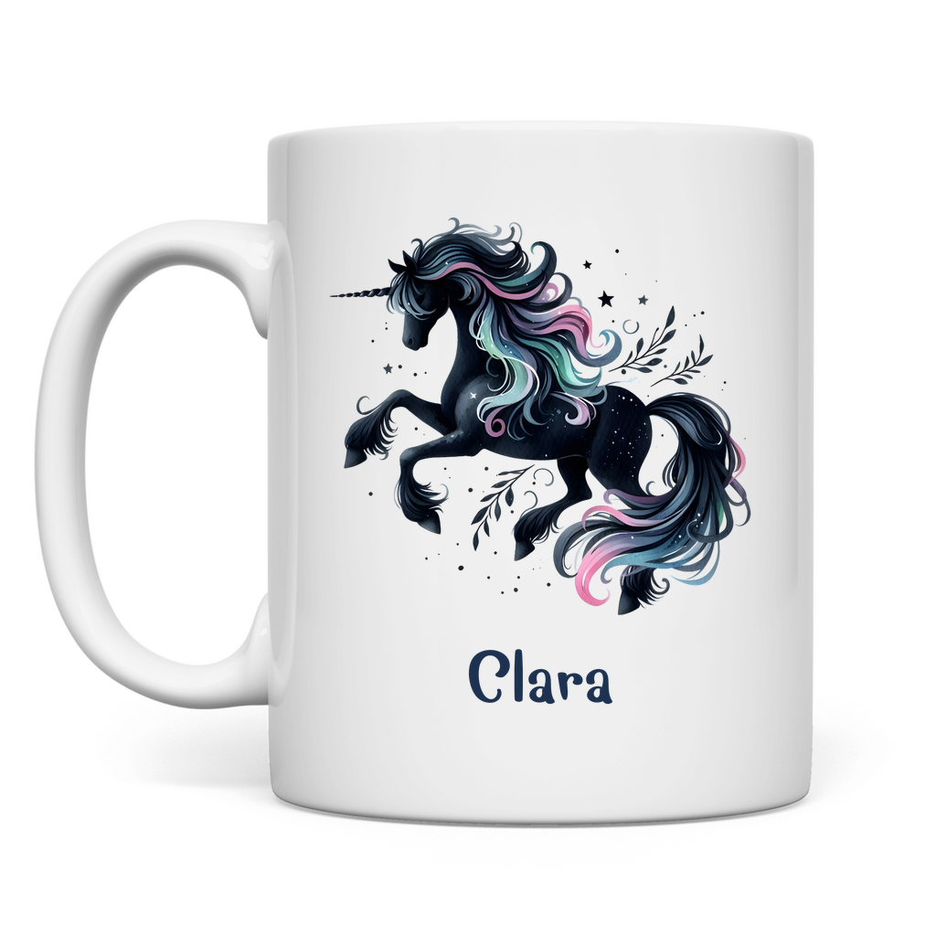 Tasse weiß Einhorn personalisiert mit Wunschname Geschenk Geburtstag