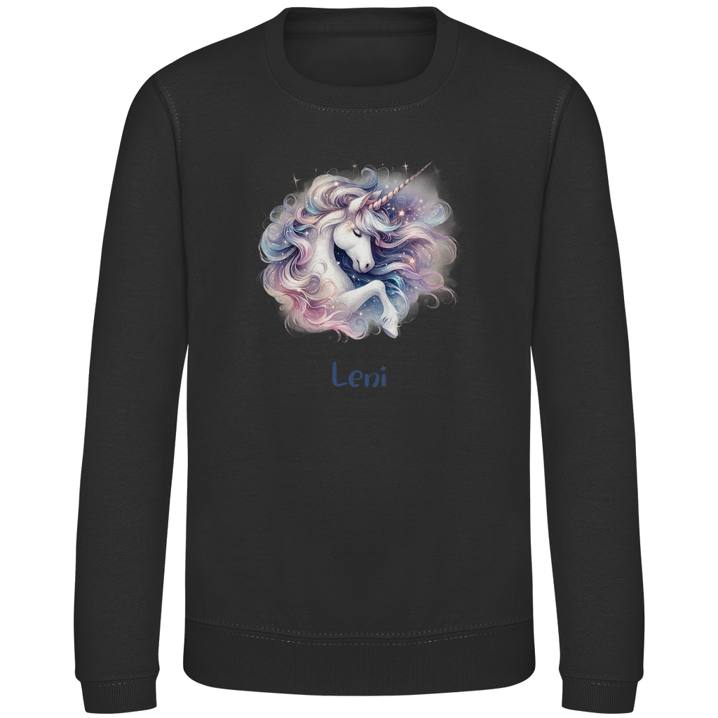 Kinder Sweatshirt Einhorn personalisiert mit Wunschname Geschenk Geburtstag