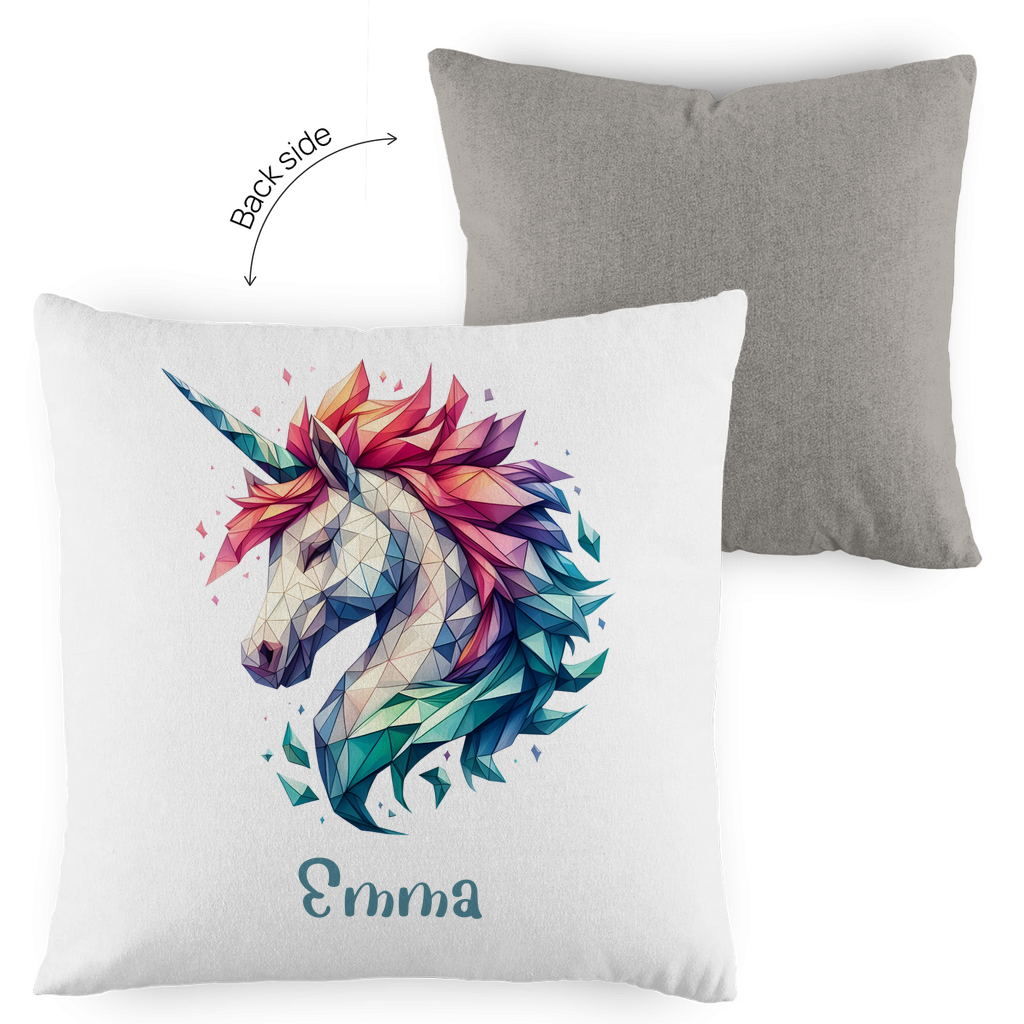 Kopfkissen Einhorn personalisiert mit Wunschname 40x40 cm mit Füllung zweifarbig