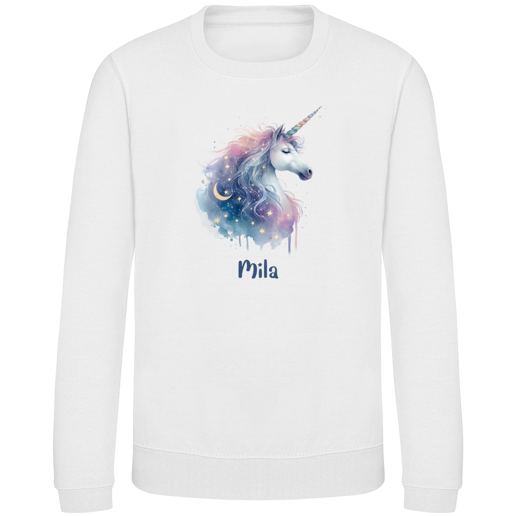 Kinder Sweatshirt Einhorn personalisiert mit Wunschname Geschenk Geburtstag