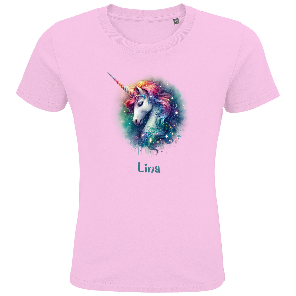 Kids Premium Bio T-Shirt Einhorn personalisiert mit Wunschname Geschenk Geburtstag