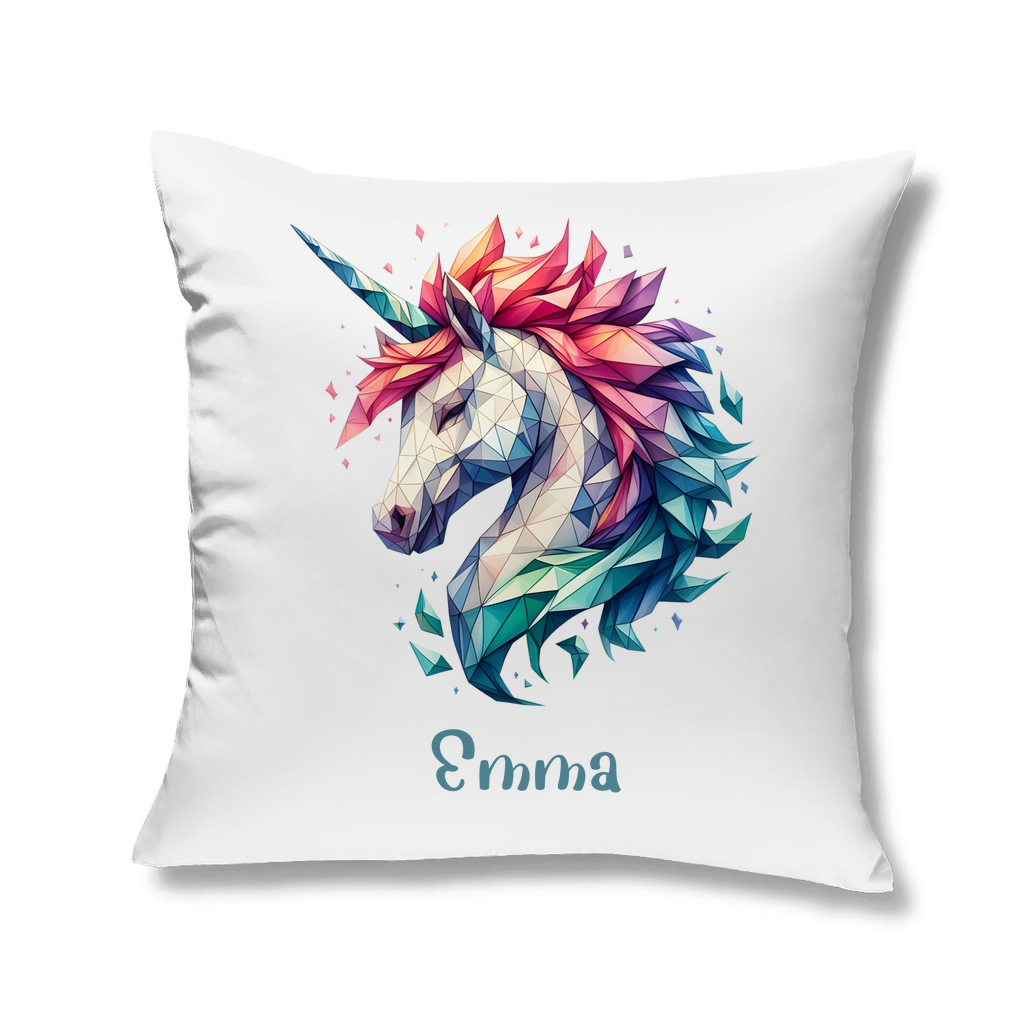 Kopfkissen Einhorn personalisiert mit Wunschname 40x40 cm mit Füllung weiss