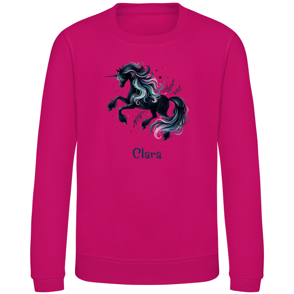Kinder Sweatshirt Einhorn personalisiert mit Wunschname Geschenk Geburtstag