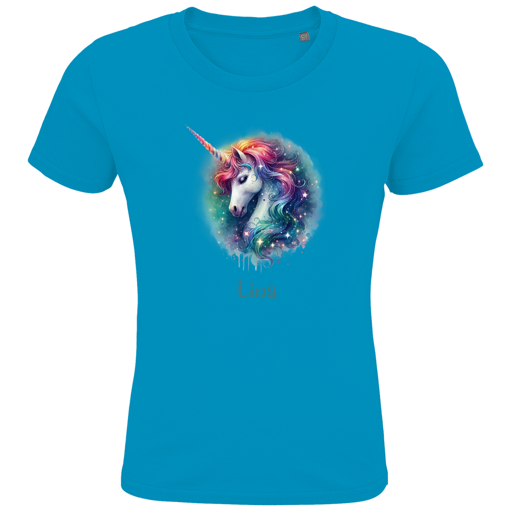Kids Premium Bio T-Shirt Einhorn personalisiert mit Wunschname Geschenk Geburtstag