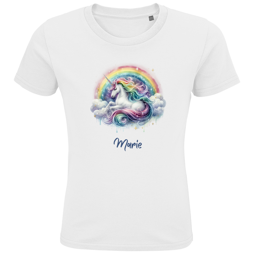 Kids Premium Bio T-Shirt Einhorn personalisiert mit Wunschname Geschenk Geburtstag