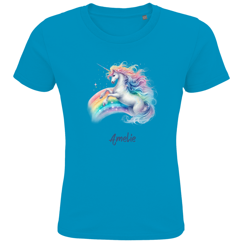 Kids Premium Bio T-Shirt Einhorn personalisiert mit Wunschname Geschenk Geburtstag