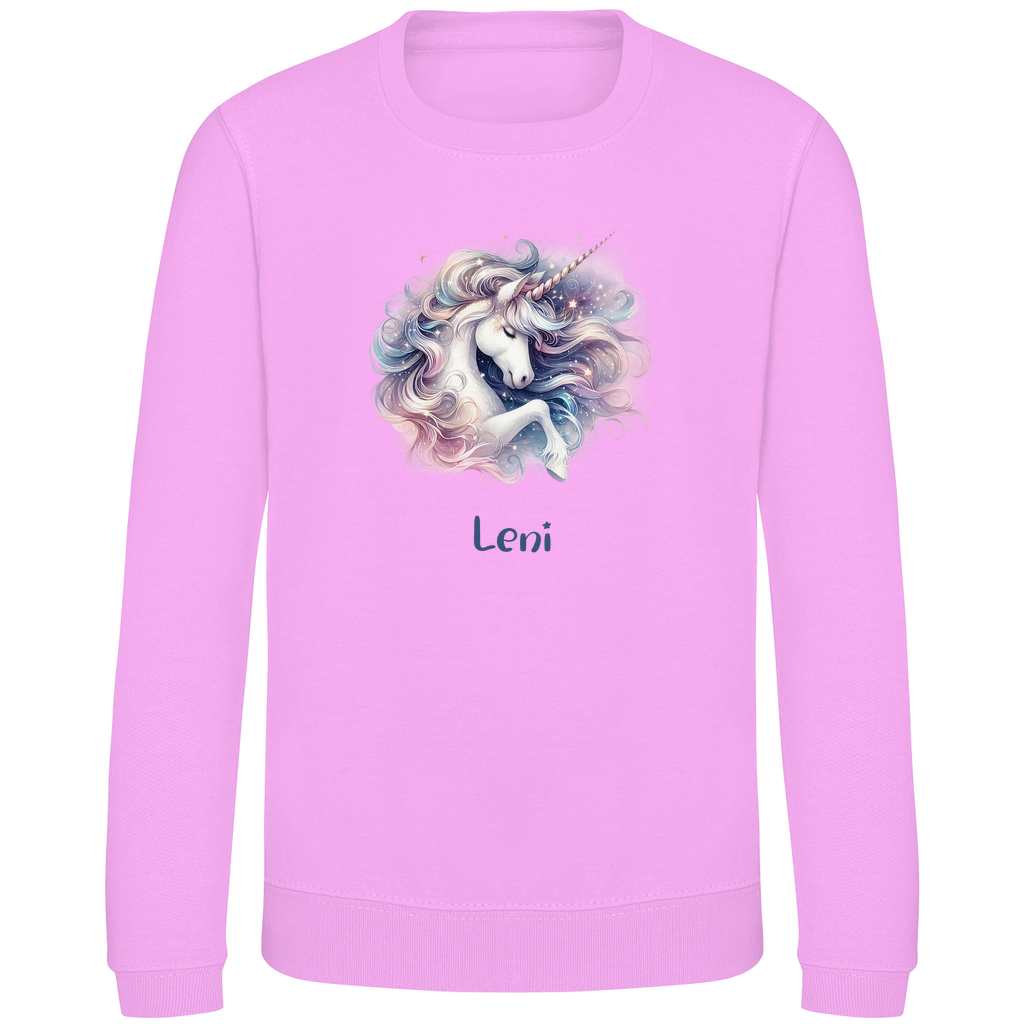 Kinder Sweatshirt Einhorn personalisiert mit Wunschname Geschenk Geburtstag