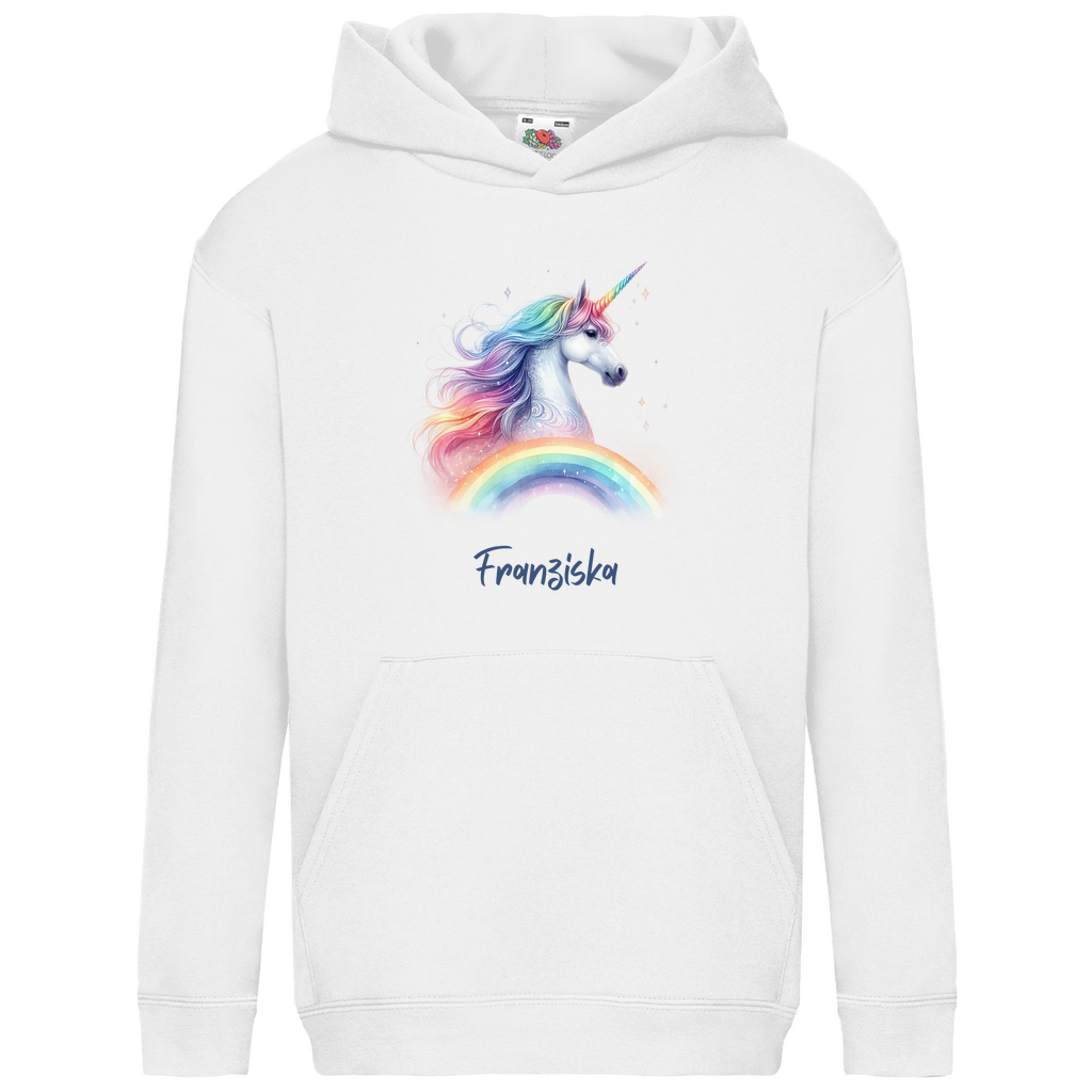 Kids Basic Bio Hoodie Einhorn personalisiert mit Wunschname Geschenk Geburtstag