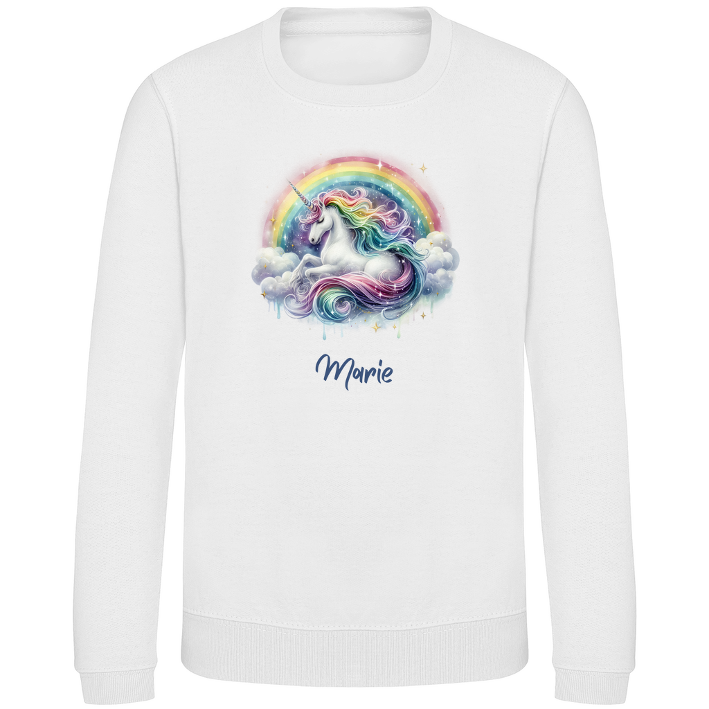 Kinder Sweatshirt Einhorn personalisiert mit Wunschname Geschenk Geburtstag