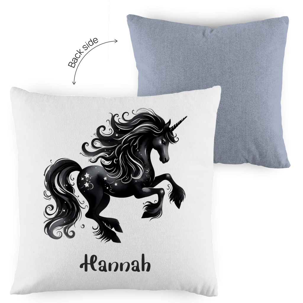 Kopfkissen Einhorn personalisiert mit Wunschname 40x40 cm mit Füllung zweifarbig