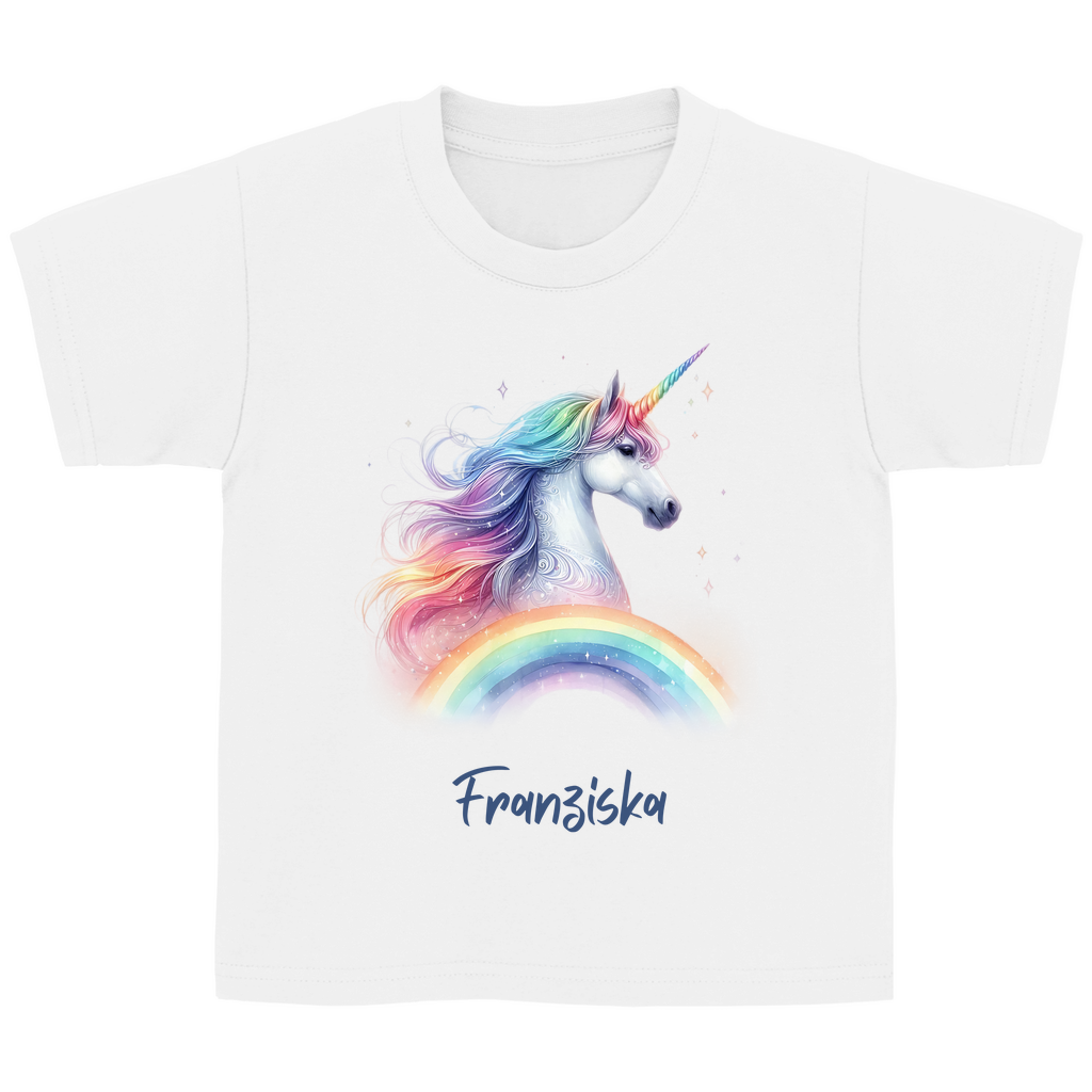 Kinder Basic T-Shirt Einhorn personalisiert mit Wunschname Geschenk Geburtstag