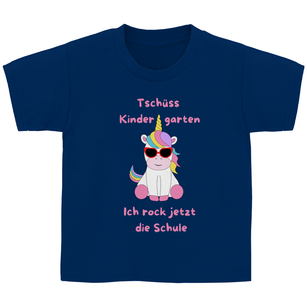 T-Shirt Schulanfang Einhorn Tschüss Kindergarten Mädchen Geschenk Einschulung