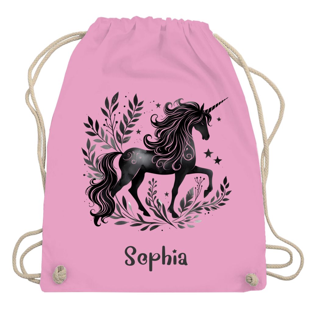 Turnbeutel Einhorn personalisiert mit Wunschname Geschenk Geburtstag