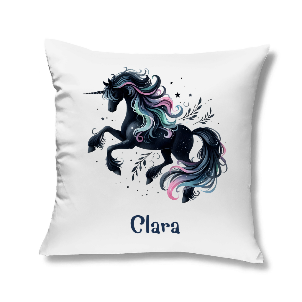 Kopfkissen Einhorn personalisiert mit Wunschname 40x40 cm mit Füllung weiss
