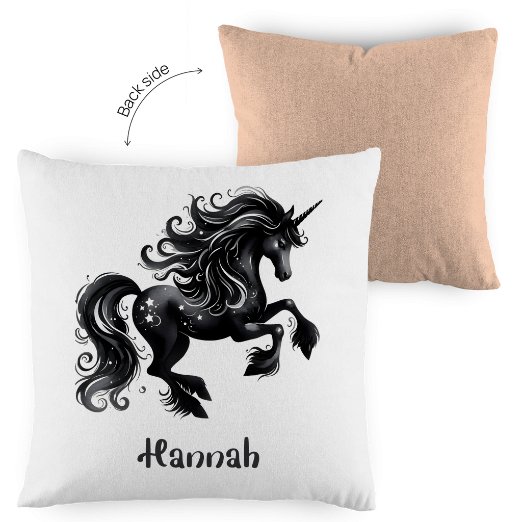 Kopfkissen Einhorn personalisiert mit Wunschname 40x40 cm mit Füllung zweifarbig