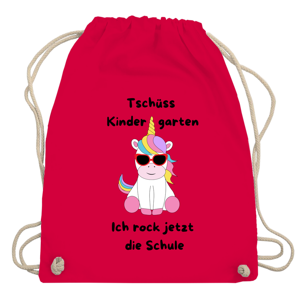 Sportbeutel Schule Einhorn Tschüss Kindergarten Mädchen Turnbeutel 37x46 cm