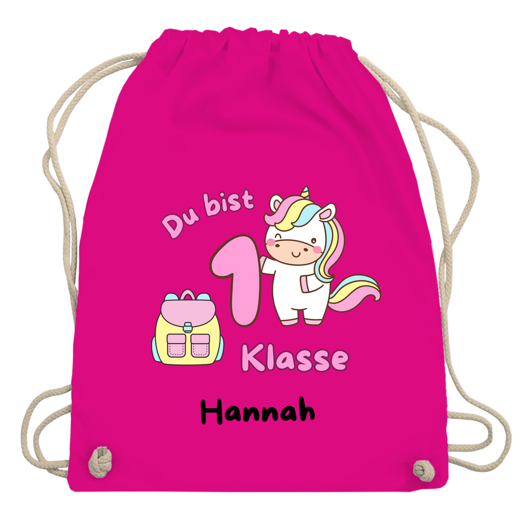 Sportbeutel Schule personalisiert Einhorn Mädchen Turnbeutel 37x46 cm