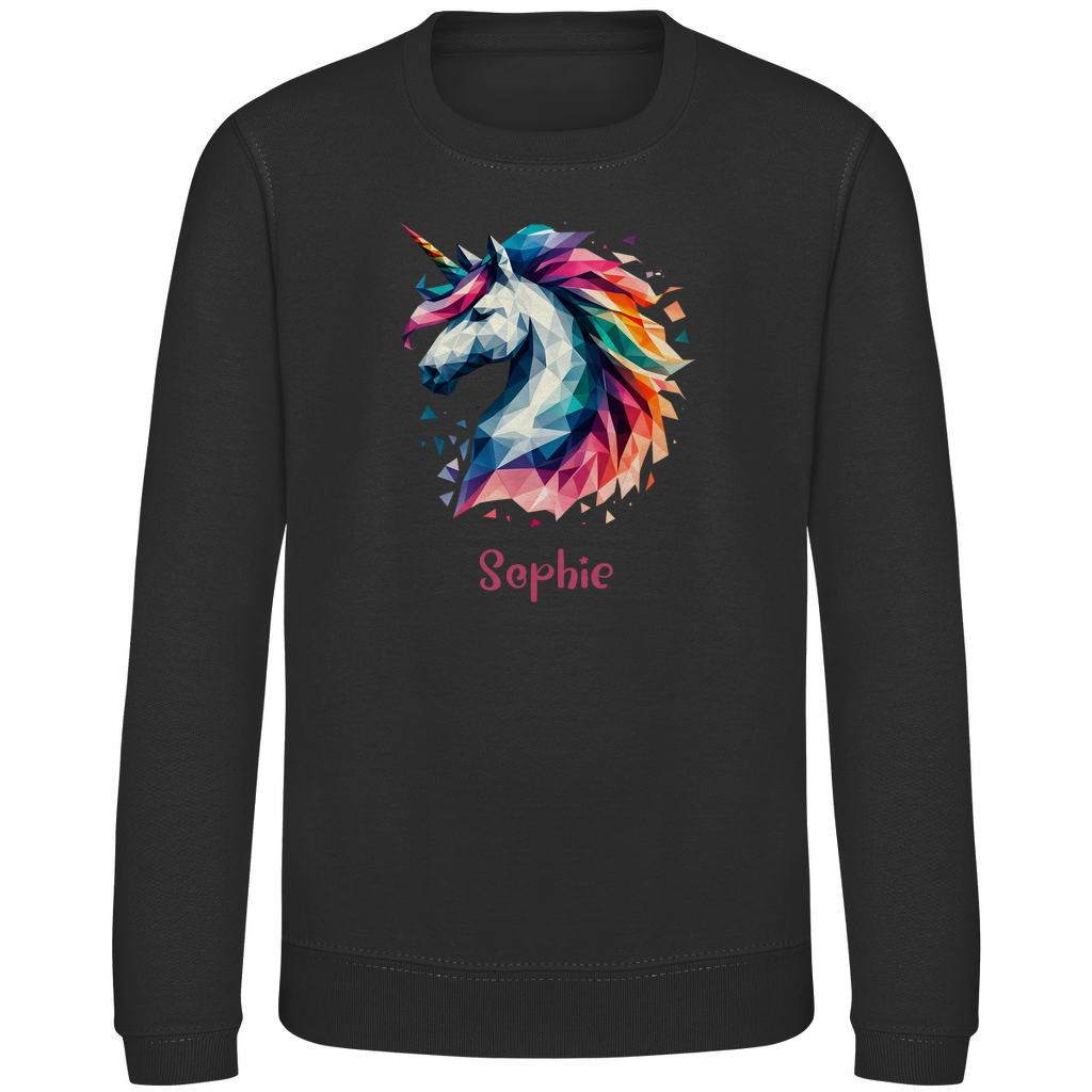Kinder Sweatshirt Einhorn personalisiert mit Wunschname Geschenk Geburtstag