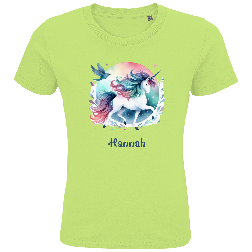 Kids Premium Bio T-Shirt Einhorn personalisiert mit Wunschname Geschenk Geburtstag