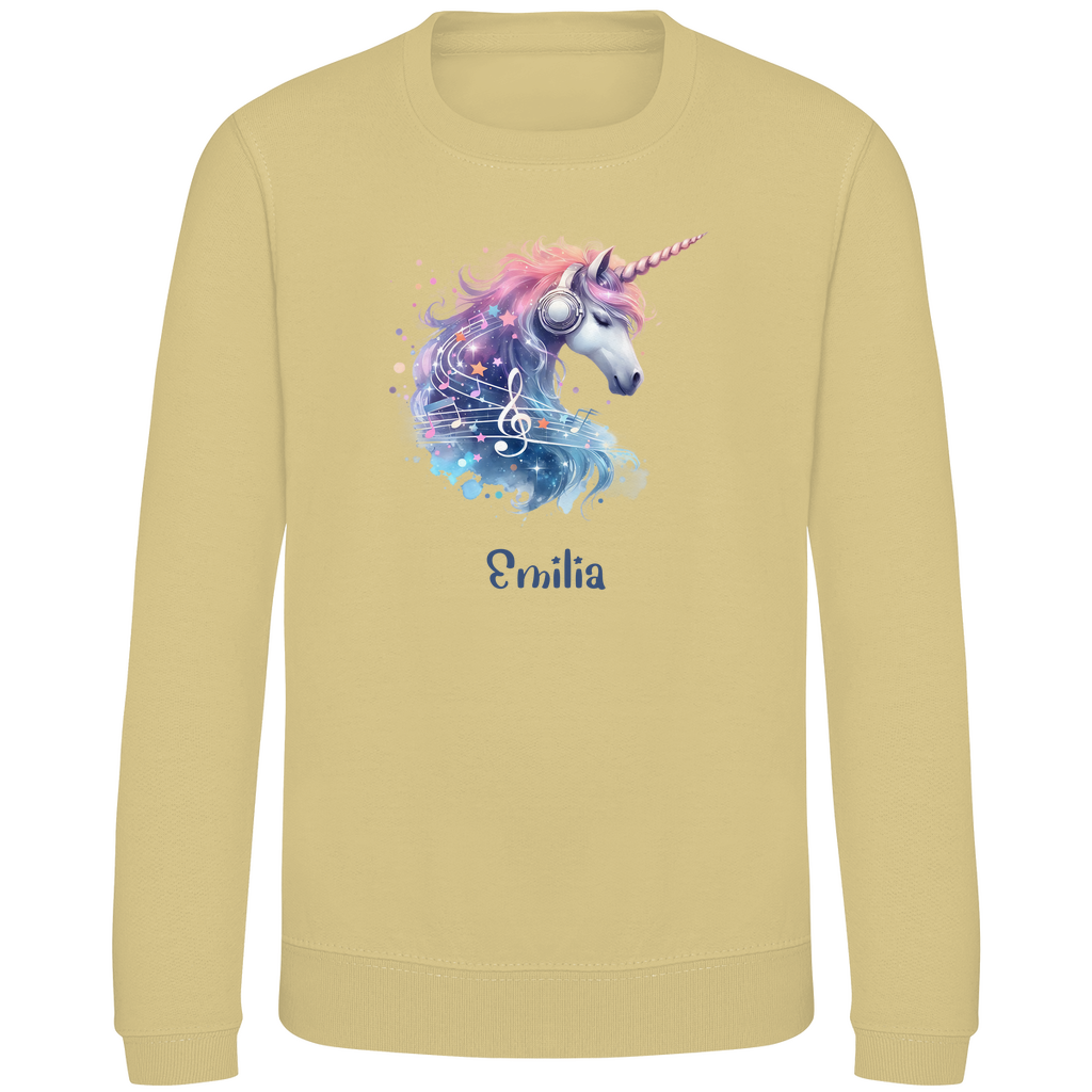 Kinder Sweatshirt Einhorn personalisiert mit Wunschname Geschenk Geburtstag